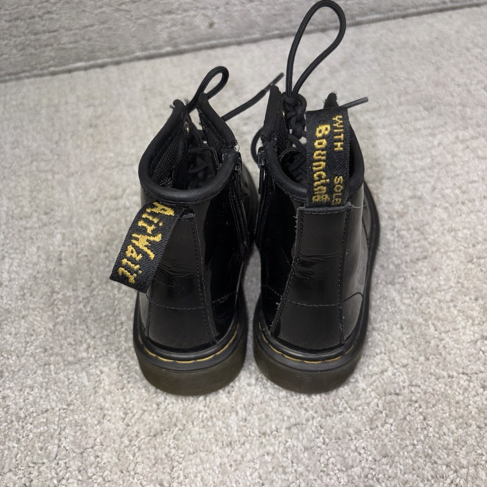 Dr Martens 1460J Black Patent Combat Boots Zip Size 12 Kids Youth 1460 J Glossy - Picture 4 of 7